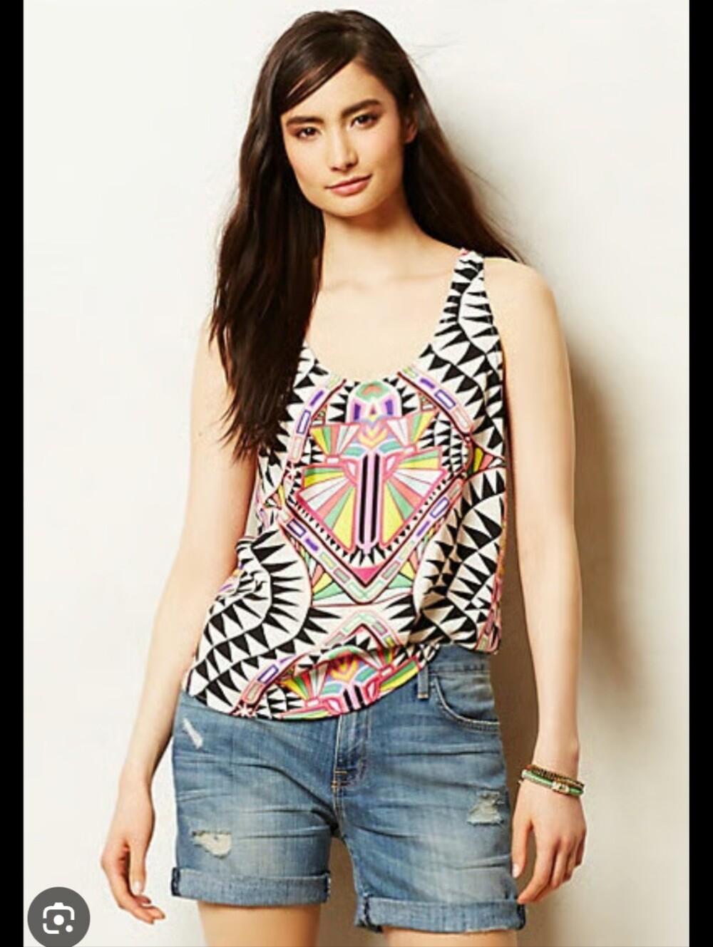 MARA HOFFMAN Anthropologie Cosmic Fountain Geometric Racerback Tank Top